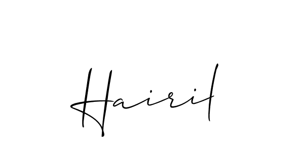 It looks lik you need a new signature style for name Hairil. Design unique handwritten (Allison_Script) signature with our free signature maker in just a few clicks. Hairil signature style 2 images and pictures png