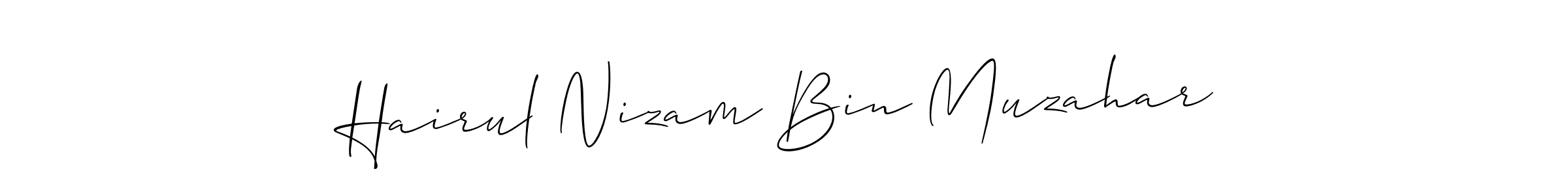 How to make Hairul Nizam Bin Muzahar signature? Allison_Script is a professional autograph style. Create handwritten signature for Hairul Nizam Bin Muzahar name. Hairul Nizam Bin Muzahar signature style 2 images and pictures png