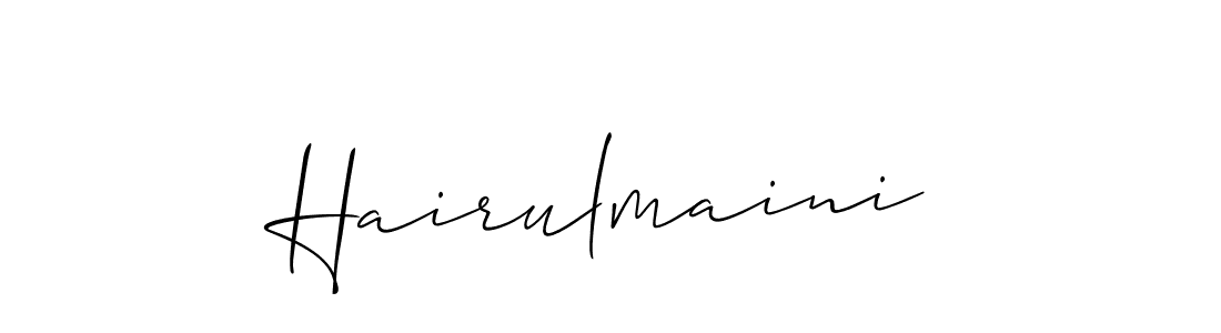 Also we have Hairulmaini name is the best signature style. Create professional handwritten signature collection using Allison_Script autograph style. Hairulmaini signature style 2 images and pictures png