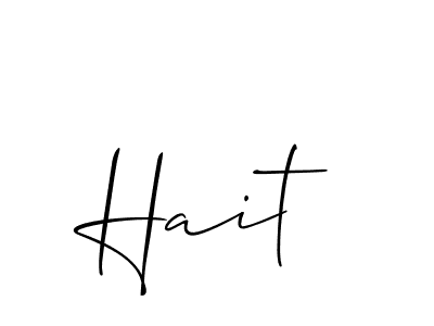 Design your own signature with our free online signature maker. With this signature software, you can create a handwritten (Allison_Script) signature for name Hait. Hait signature style 2 images and pictures png