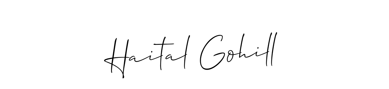 Haital Gohill stylish signature style. Best Handwritten Sign (Allison_Script) for my name. Handwritten Signature Collection Ideas for my name Haital Gohill. Haital Gohill signature style 2 images and pictures png