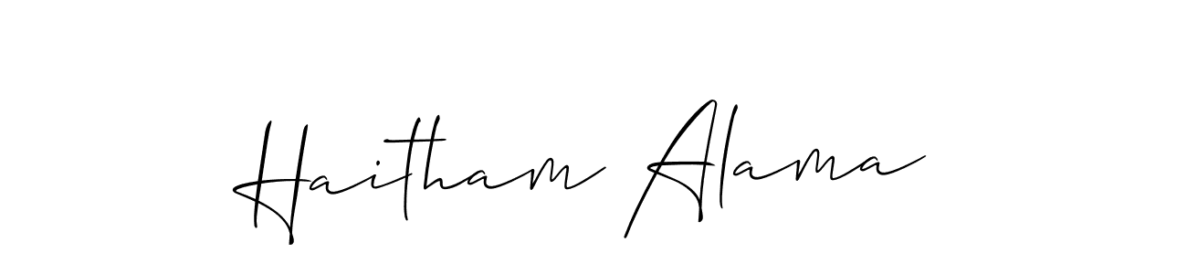 You should practise on your own different ways (Allison_Script) to write your name (Haitham Alama) in signature. don't let someone else do it for you. Haitham Alama signature style 2 images and pictures png