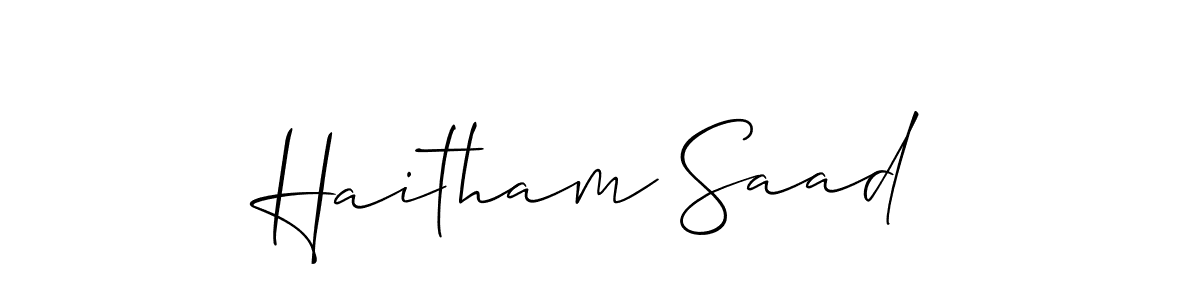 How to make Haitham Saad name signature. Use Allison_Script style for creating short signs online. This is the latest handwritten sign. Haitham Saad signature style 2 images and pictures png