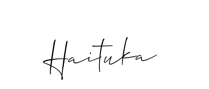 You should practise on your own different ways (Allison_Script) to write your name (Haituka) in signature. don't let someone else do it for you. Haituka signature style 2 images and pictures png