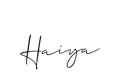 The best way (Allison_Script) to make a short signature is to pick only two or three words in your name. The name Haiya include a total of six letters. For converting this name. Haiya signature style 2 images and pictures png