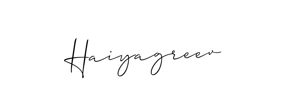It looks lik you need a new signature style for name Haiyagreev. Design unique handwritten (Allison_Script) signature with our free signature maker in just a few clicks. Haiyagreev signature style 2 images and pictures png
