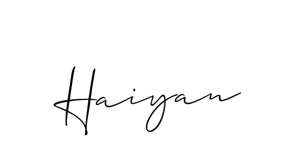 Design your own signature with our free online signature maker. With this signature software, you can create a handwritten (Allison_Script) signature for name Haiyan. Haiyan signature style 2 images and pictures png