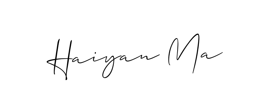 Allison_Script is a professional signature style that is perfect for those who want to add a touch of class to their signature. It is also a great choice for those who want to make their signature more unique. Get Haiyan Ma name to fancy signature for free. Haiyan Ma signature style 2 images and pictures png