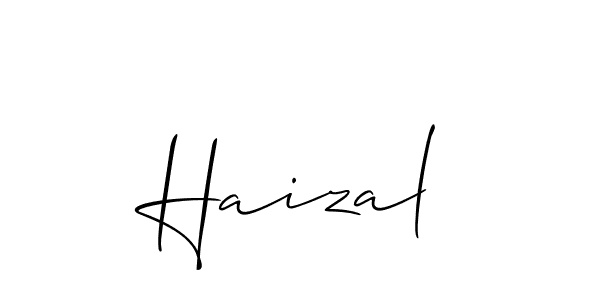 Use a signature maker to create a handwritten signature online. With this signature software, you can design (Allison_Script) your own signature for name Haizal. Haizal signature style 2 images and pictures png