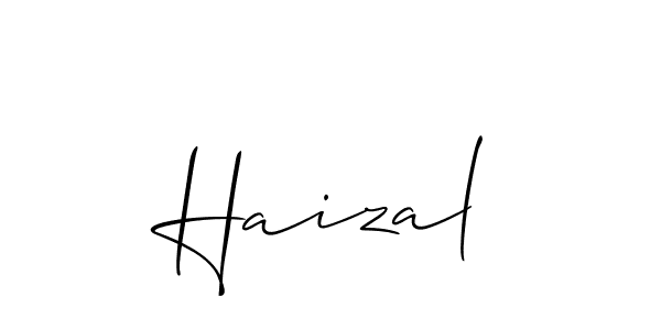 Use a signature maker to create a handwritten signature online. With this signature software, you can design (Allison_Script) your own signature for name Haizal. Haizal signature style 2 images and pictures png