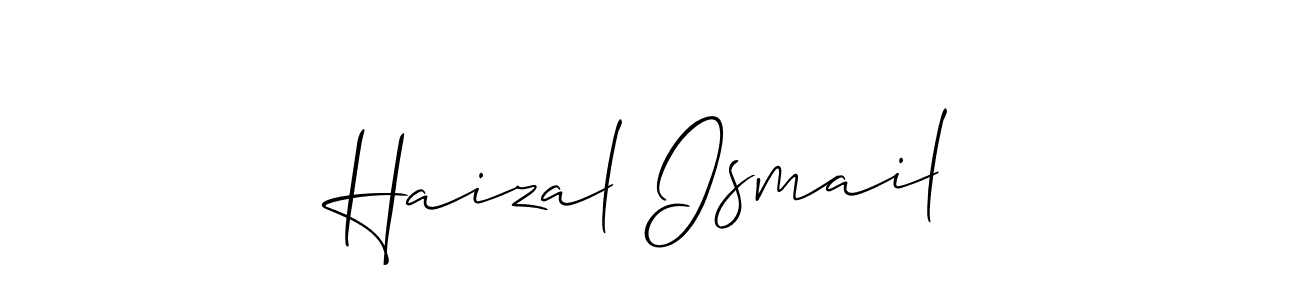 The best way (Allison_Script) to make a short signature is to pick only two or three words in your name. The name Haizal Ismail include a total of six letters. For converting this name. Haizal Ismail signature style 2 images and pictures png
