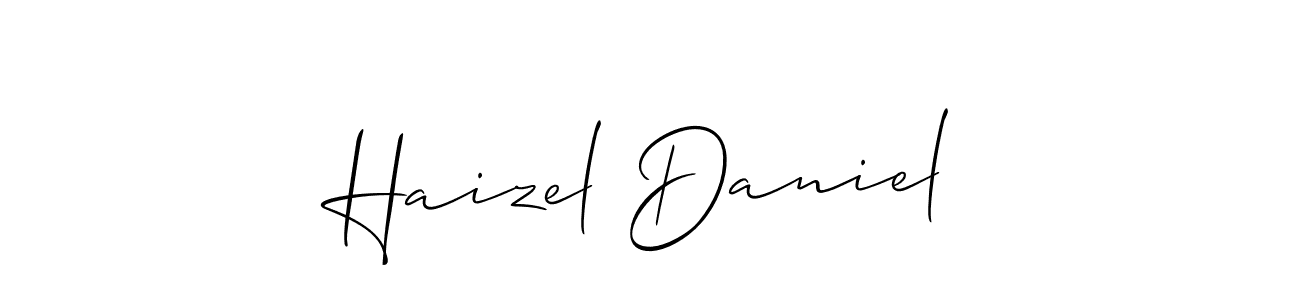 Allison_Script is a professional signature style that is perfect for those who want to add a touch of class to their signature. It is also a great choice for those who want to make their signature more unique. Get Haizel Daniel name to fancy signature for free. Haizel Daniel signature style 2 images and pictures png