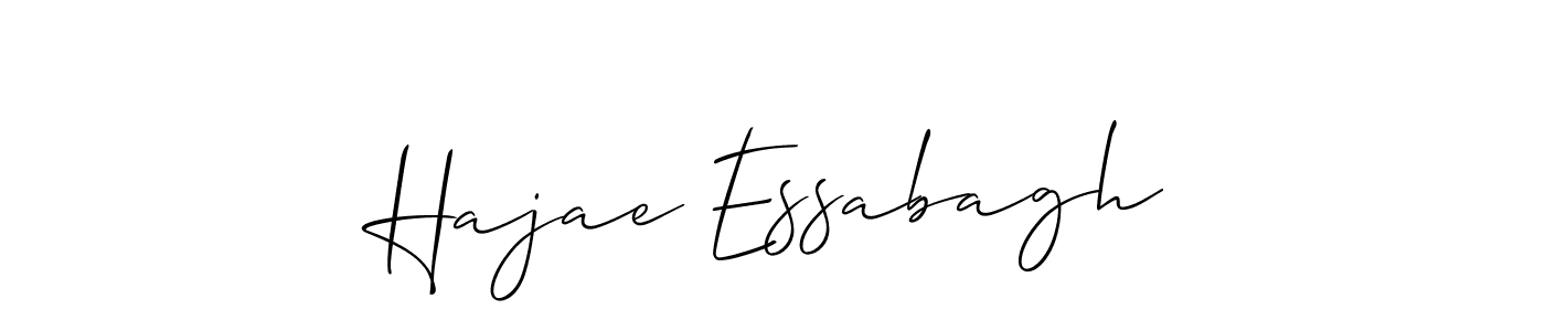 Make a beautiful signature design for name Hajae Essabagh. With this signature (Allison_Script) style, you can create a handwritten signature for free. Hajae Essabagh signature style 2 images and pictures png