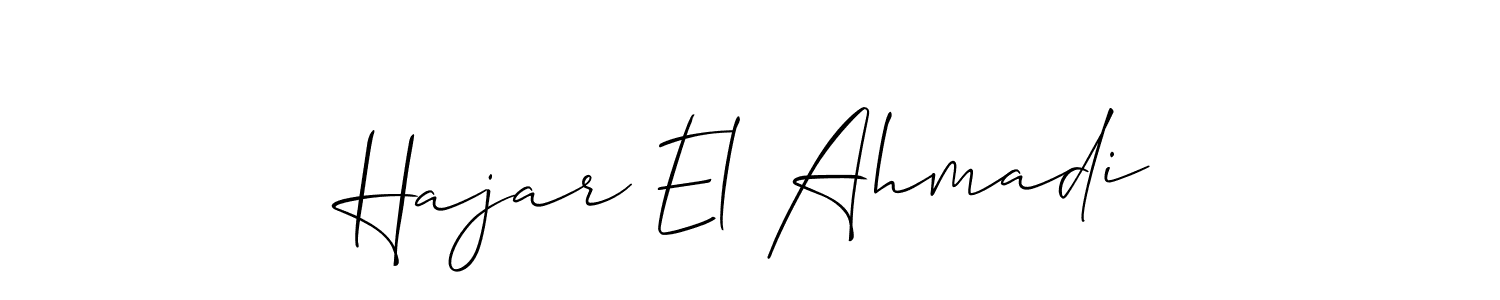 Also we have Hajar El Ahmadi name is the best signature style. Create professional handwritten signature collection using Allison_Script autograph style. Hajar El Ahmadi signature style 2 images and pictures png