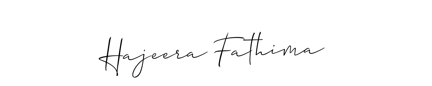 How to make Hajeera Fathima signature? Allison_Script is a professional autograph style. Create handwritten signature for Hajeera Fathima name. Hajeera Fathima signature style 2 images and pictures png