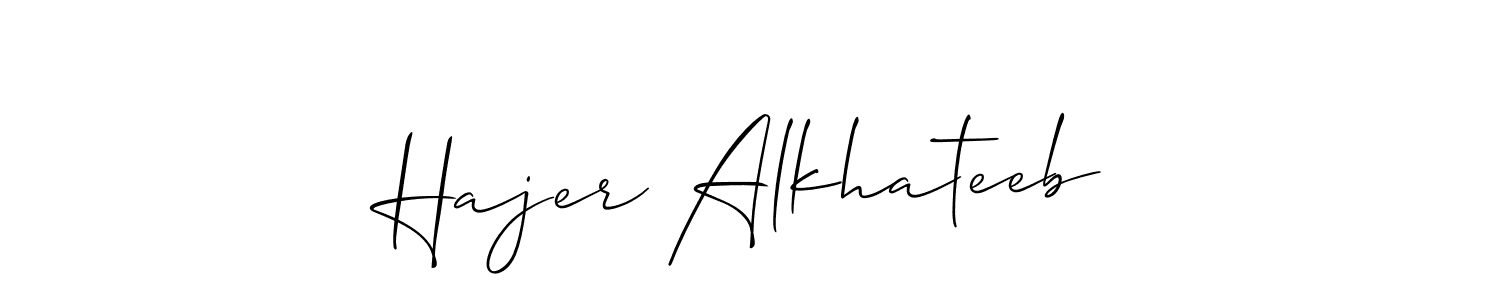 Make a short Hajer Alkhateeb signature style. Manage your documents anywhere anytime using Allison_Script. Create and add eSignatures, submit forms, share and send files easily. Hajer Alkhateeb signature style 2 images and pictures png