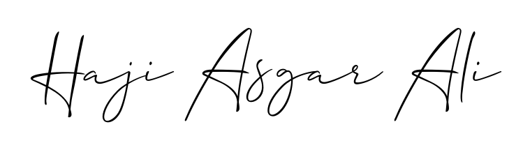 The best way (Allison_Script) to make a short signature is to pick only two or three words in your name. For converting this name Haji Asgar Ali. Haji Asgar Ali signature style 2 images and pictures png