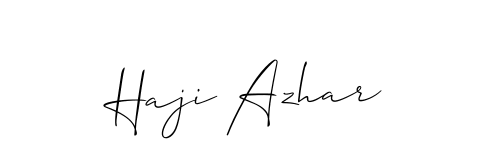 Make a beautiful signature design for name Haji Azhar. With this signature (Allison_Script) style, you can create a handwritten signature for free. Haji Azhar signature style 2 images and pictures png