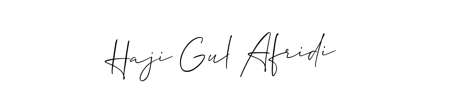 Make a beautiful signature design for name Haji Gul Afridi. With this signature (Allison_Script) style, you can create a handwritten signature for free. Haji Gul Afridi signature style 2 images and pictures png