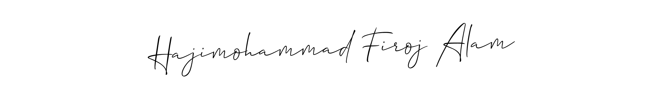 The best way (Allison_Script) to make a short signature is to pick only two or three words in your name. The name Hajimohammad Firoj Alam include a total of six letters. For converting this name. Hajimohammad Firoj Alam signature style 2 images and pictures png