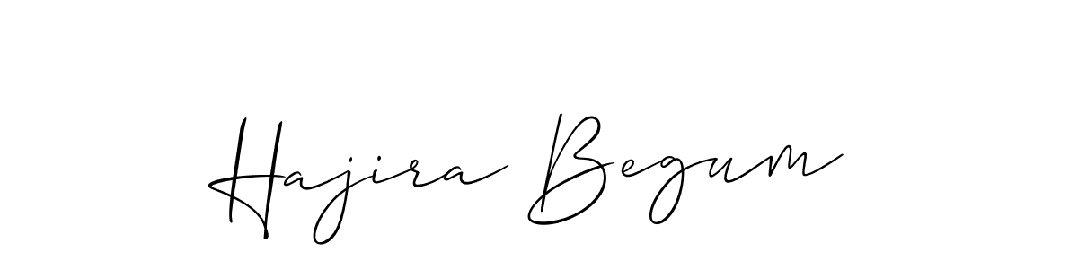 The best way (Allison_Script) to make a short signature is to pick only two or three words in your name. The name Hajira Begum include a total of six letters. For converting this name. Hajira Begum signature style 2 images and pictures png