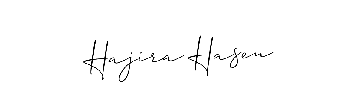 The best way (Allison_Script) to make a short signature is to pick only two or three words in your name. The name Hajira Hasen include a total of six letters. For converting this name. Hajira Hasen signature style 2 images and pictures png