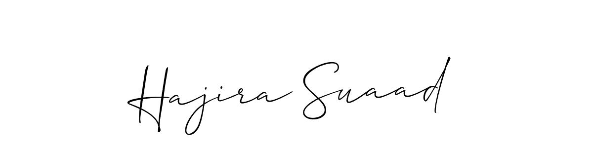 This is the best signature style for the Hajira Suaad name. Also you like these signature font (Allison_Script). Mix name signature. Hajira Suaad signature style 2 images and pictures png