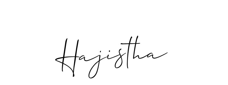 Design your own signature with our free online signature maker. With this signature software, you can create a handwritten (Allison_Script) signature for name Hajistha. Hajistha signature style 2 images and pictures png