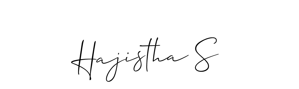 The best way (Allison_Script) to make a short signature is to pick only two or three words in your name. The name Hajistha S include a total of six letters. For converting this name. Hajistha S signature style 2 images and pictures png