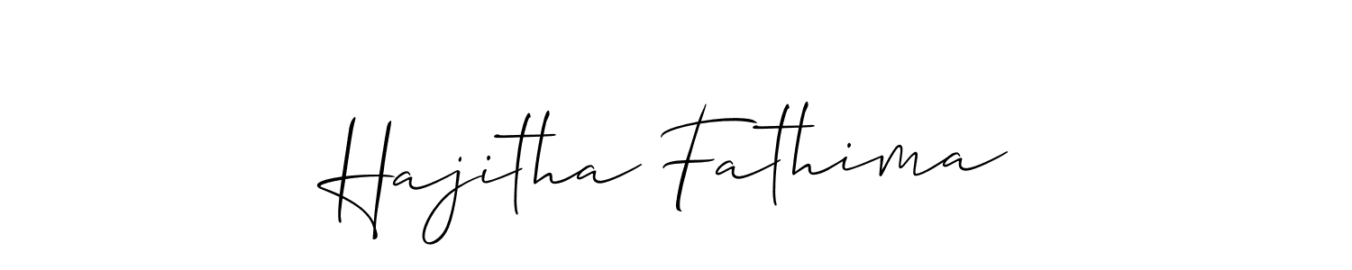 Also You can easily find your signature by using the search form. We will create Hajitha Fathima name handwritten signature images for you free of cost using Allison_Script sign style. Hajitha Fathima signature style 2 images and pictures png
