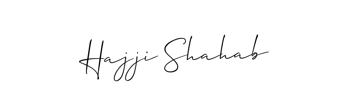 How to make Hajji Shahab name signature. Use Allison_Script style for creating short signs online. This is the latest handwritten sign. Hajji Shahab signature style 2 images and pictures png