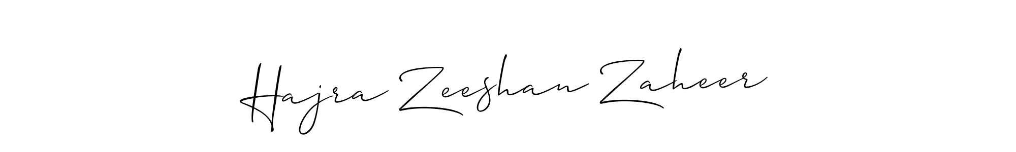 Allison_Script is a professional signature style that is perfect for those who want to add a touch of class to their signature. It is also a great choice for those who want to make their signature more unique. Get Hajra Zeeshan Zaheer name to fancy signature for free. Hajra Zeeshan Zaheer signature style 2 images and pictures png