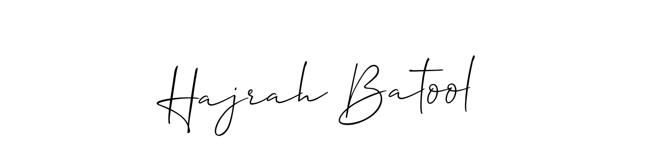 How to make Hajrah Batool name signature. Use Allison_Script style for creating short signs online. This is the latest handwritten sign. Hajrah Batool signature style 2 images and pictures png