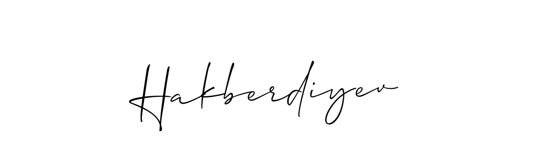 How to make Hakberdiyev name signature. Use Allison_Script style for creating short signs online. This is the latest handwritten sign. Hakberdiyev signature style 2 images and pictures png