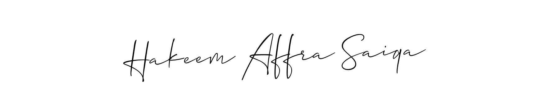 How to make Hakeem Affra Saiqa name signature. Use Allison_Script style for creating short signs online. This is the latest handwritten sign. Hakeem Affra Saiqa signature style 2 images and pictures png