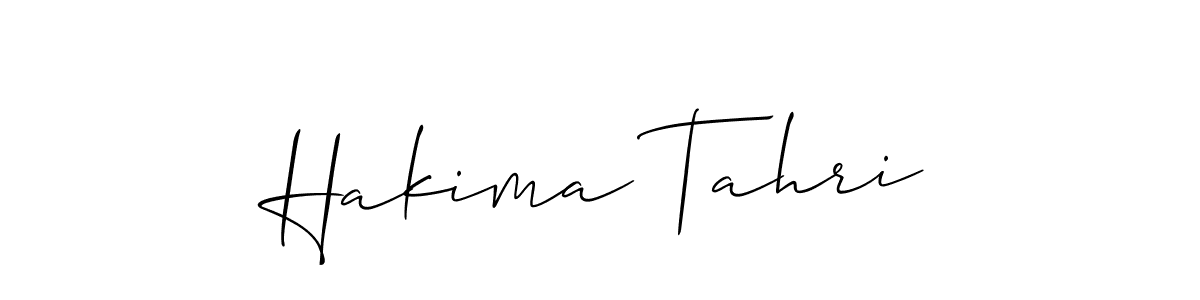 The best way (Allison_Script) to make a short signature is to pick only two or three words in your name. The name Hakima Tahri include a total of six letters. For converting this name. Hakima Tahri signature style 2 images and pictures png
