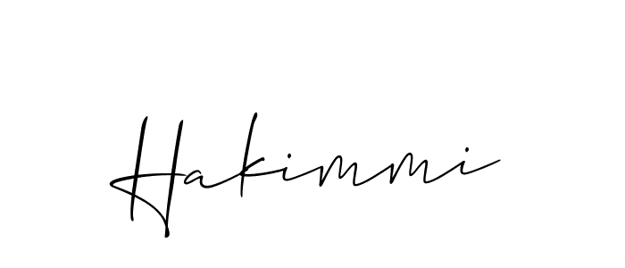 Use a signature maker to create a handwritten signature online. With this signature software, you can design (Allison_Script) your own signature for name Hakimmi. Hakimmi signature style 2 images and pictures png