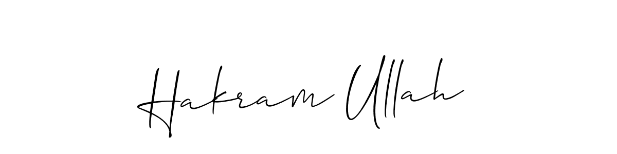 How to make Hakram Ullah name signature. Use Allison_Script style for creating short signs online. This is the latest handwritten sign. Hakram Ullah signature style 2 images and pictures png
