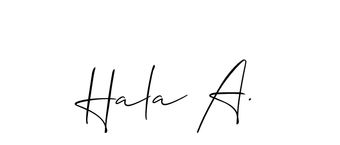 Allison_Script is a professional signature style that is perfect for those who want to add a touch of class to their signature. It is also a great choice for those who want to make their signature more unique. Get Hala A. name to fancy signature for free. Hala A. signature style 2 images and pictures png