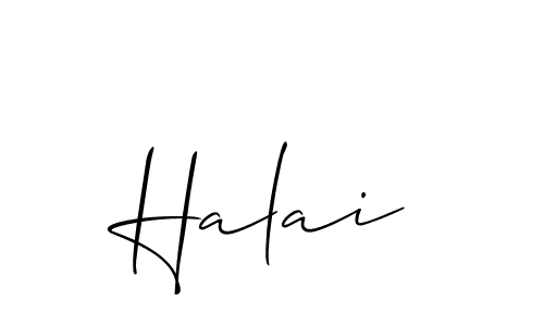 Use a signature maker to create a handwritten signature online. With this signature software, you can design (Allison_Script) your own signature for name Halai. Halai signature style 2 images and pictures png