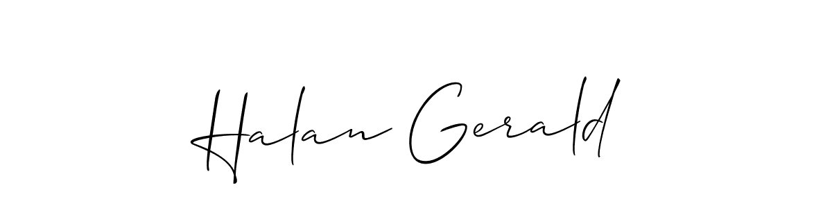 Use a signature maker to create a handwritten signature online. With this signature software, you can design (Allison_Script) your own signature for name Halan Gerald. Halan Gerald signature style 2 images and pictures png