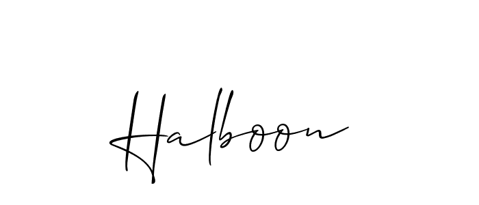 Use a signature maker to create a handwritten signature online. With this signature software, you can design (Allison_Script) your own signature for name Halboon. Halboon signature style 2 images and pictures png