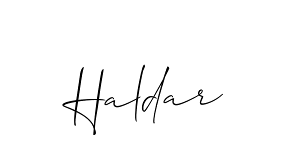 How to make Haldar signature? Allison_Script is a professional autograph style. Create handwritten signature for Haldar name. Haldar signature style 2 images and pictures png