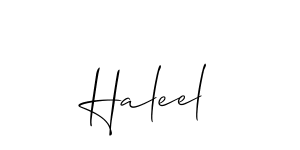 Use a signature maker to create a handwritten signature online. With this signature software, you can design (Allison_Script) your own signature for name Haleel. Haleel signature style 2 images and pictures png