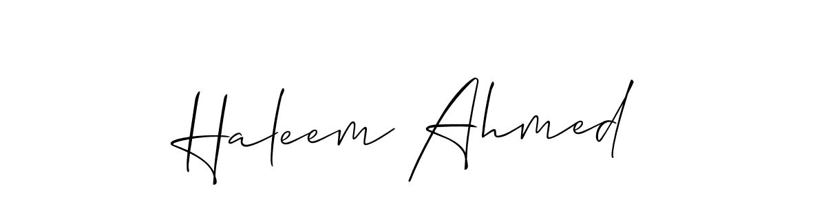 Also we have Haleem Ahmed name is the best signature style. Create professional handwritten signature collection using Allison_Script autograph style. Haleem Ahmed signature style 2 images and pictures png