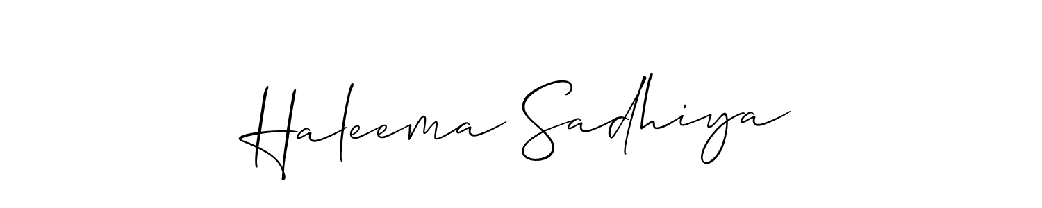 This is the best signature style for the Haleema Sadhiya name. Also you like these signature font (Allison_Script). Mix name signature. Haleema Sadhiya signature style 2 images and pictures png