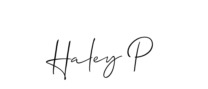 Use a signature maker to create a handwritten signature online. With this signature software, you can design (Allison_Script) your own signature for name Haley P. Haley P signature style 2 images and pictures png