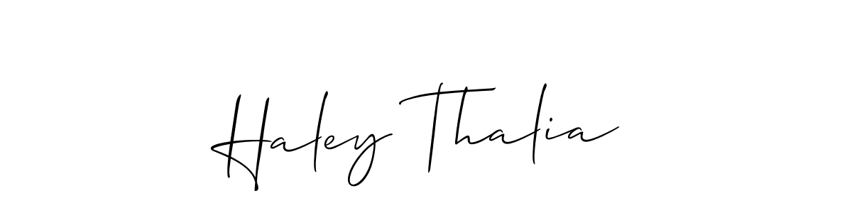 Use a signature maker to create a handwritten signature online. With this signature software, you can design (Allison_Script) your own signature for name Haley Thalia. Haley Thalia signature style 2 images and pictures png
