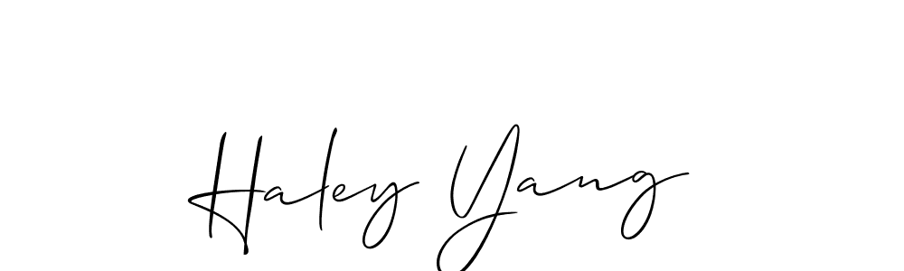 How to make Haley Yang name signature. Use Allison_Script style for creating short signs online. This is the latest handwritten sign. Haley Yang signature style 2 images and pictures png