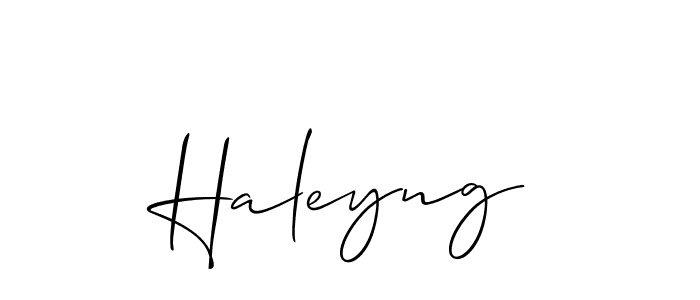 How to make Haleyng name signature. Use Allison_Script style for creating short signs online. This is the latest handwritten sign. Haleyng signature style 2 images and pictures png